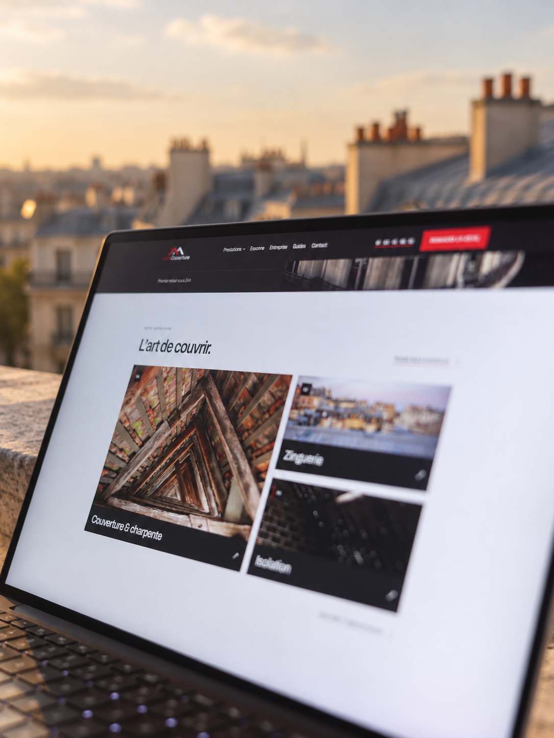 Site de Jaca Couverture, page des prestations de couverture, zinguerie et isolation