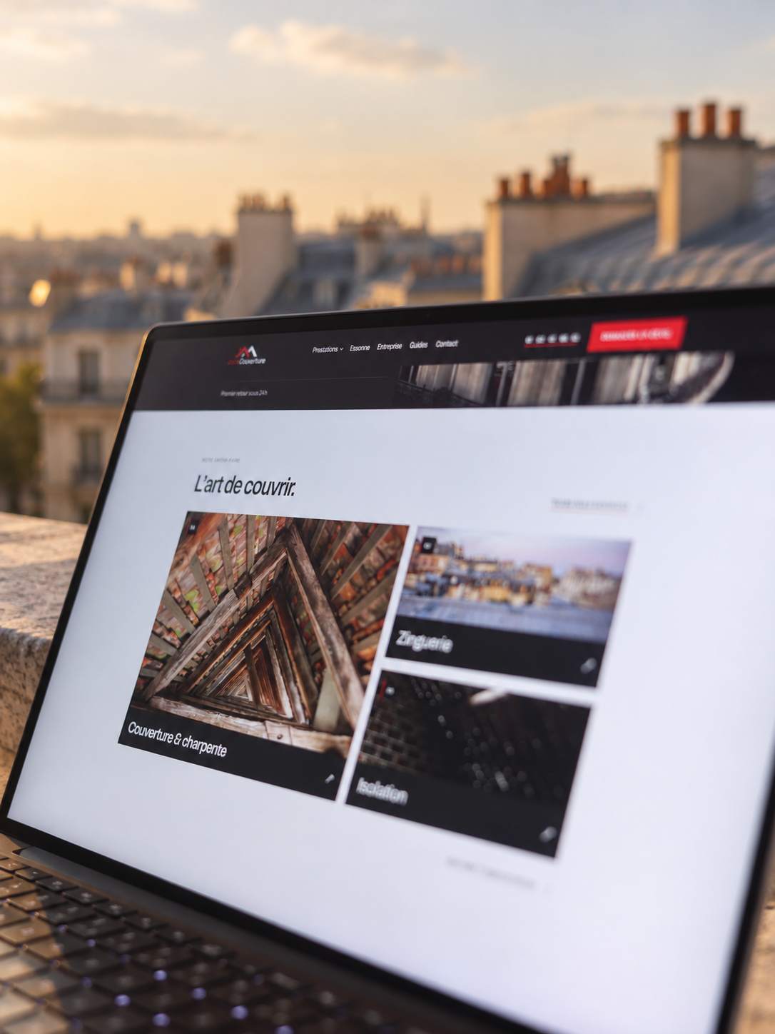 Site de Jaca Couverture, page des prestations de couverture, zinguerie et isolation